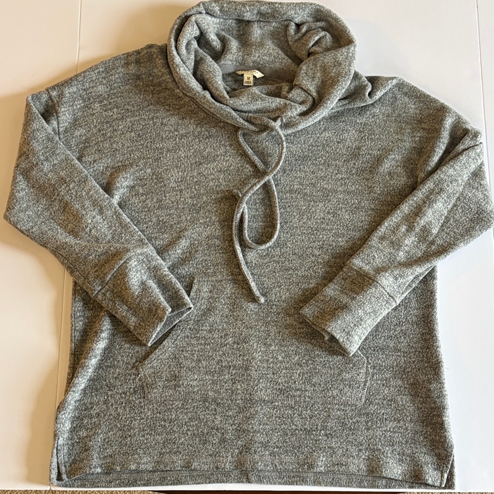 Sonoma Gray Knit Turtleneck Pullover with Drawstring